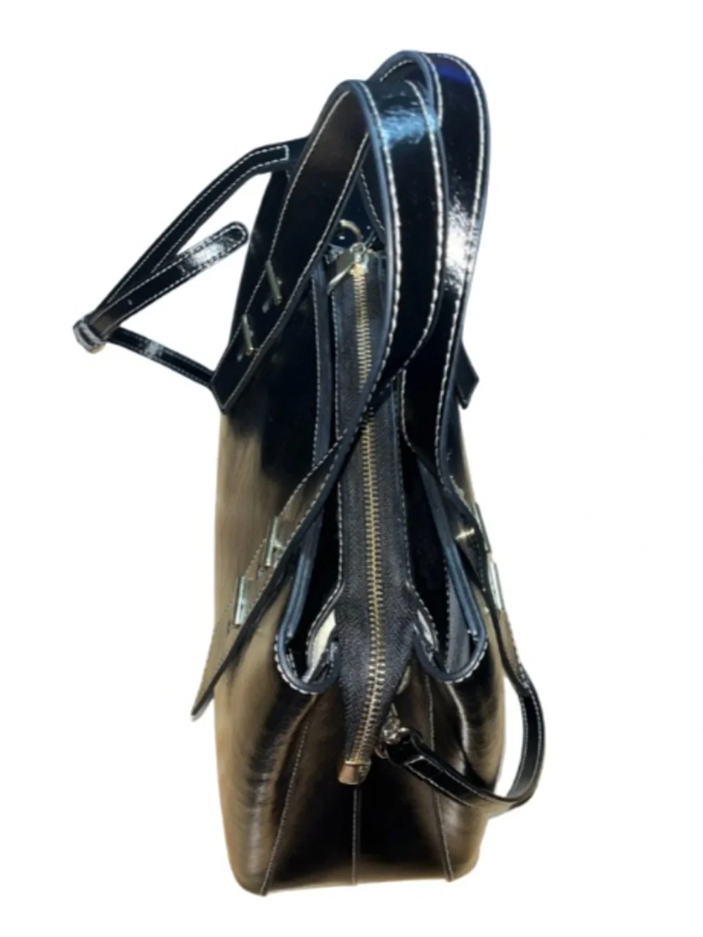 ✨LAORENTOU Black Genuine Leather Structured Satchel Crossbody Bag.- Like New✨
